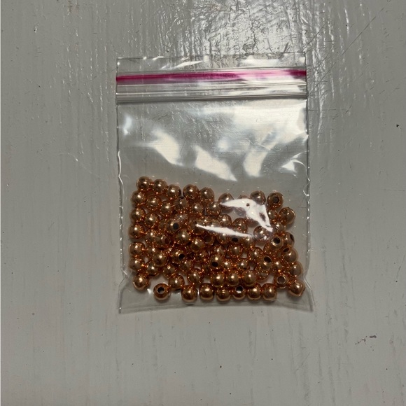 100 PCS Rose Gold Plated Tiny Ball Beads, Ball Spacer Beads, Rose Ball Beads - Picture 2 of 2